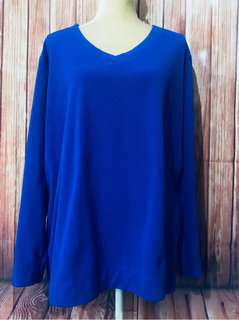 Women’s 3X Sweater Made For Life Royal Blue V-Neck Long Sleeve Soft Fuzz Texture